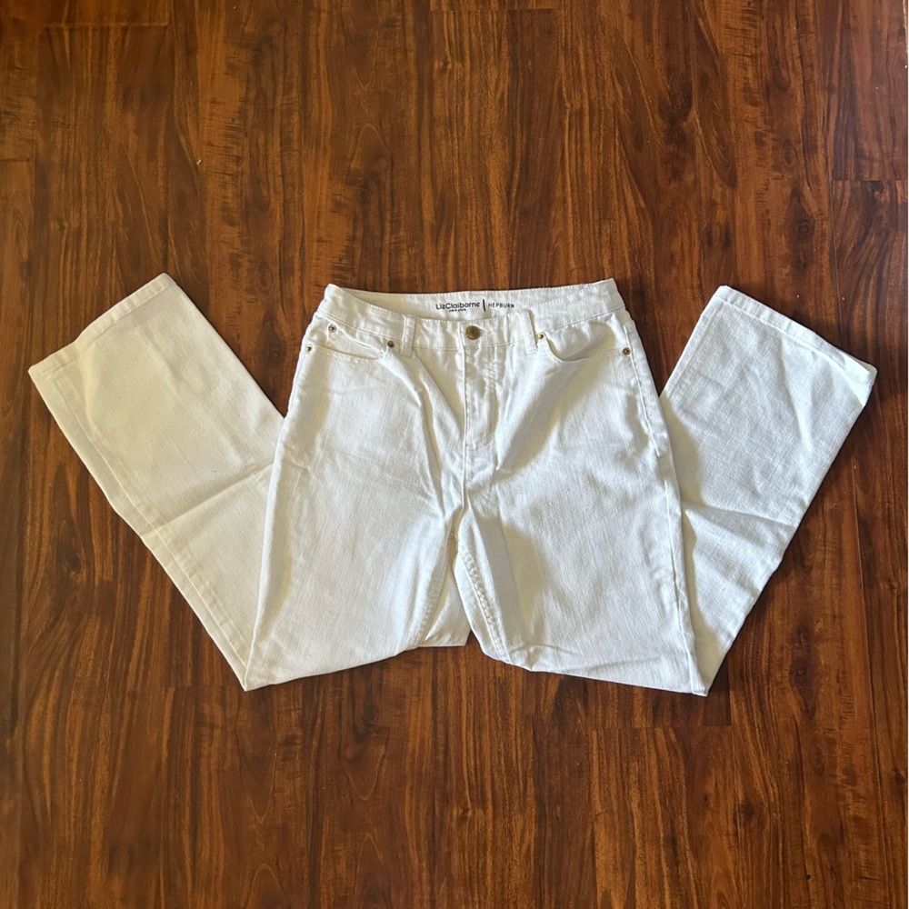 Petite White Straight Leg High Rise Hepburn Jeans